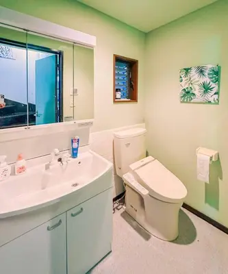 a bathroom with a white toilet and a sink at Shibuya area large Home 10m walking to Shibuya Stream Building in Tokyo