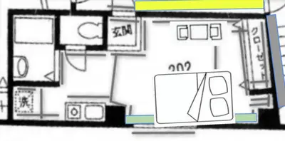 a black and white floor plan of a house at SW Nishi Waseda 202 SN22 in Tokyo