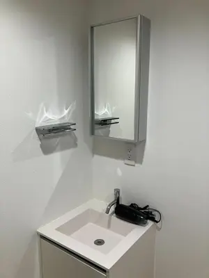 a bathroom with a sink and a mirror at HW HILLS Komagome 101 by Tranova in Tokyo