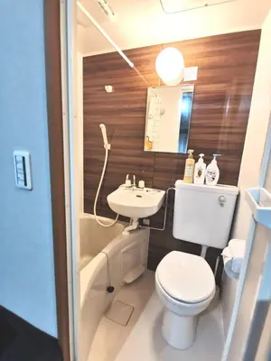 a small bathroom with a toilet and a sink at \u30b0\u30ea\u30fc\u30f3\u30cf\u30a6\u30b9 in Tokyo
