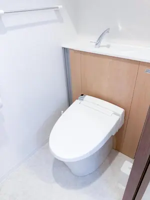 a bathroom with a white toilet and a sink at Triphome Tokyo Sugamo 2024 New 3 mins 2 stations in Tokyo