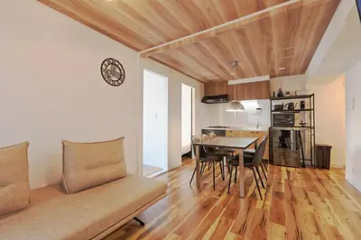 a kitchen and dining room with a table and chairs at V Close to Shinjuku Kabukicho Korean Town FrWIFI K in Tokyo