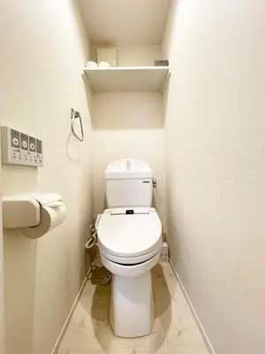 a bathroom with a white toilet in a room at japan house Otsuka in Tokyo
