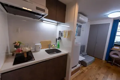 a kitchen with a sink and a counter top at YIYou Japan\u79cb\u8449\u539f302 in Tokyo