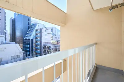 a balcony with a view of a city at B-Shinjuku luxury house with EV Max12P in Tokyo