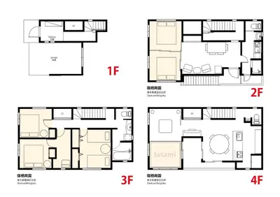 two arrows showing the different floor plans of a house at \u5bbf\u6816\u4e21\u56fd in Tokyo