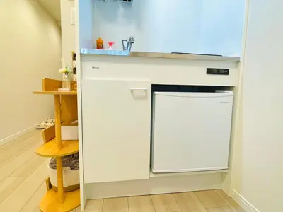 a kitchen with a sink and a dishwasher at Z5-Shinjuku center 4 mins to ST Max 3P-\u65b0\u5bbf\u6700\u4e2d\u5fc3 \u6771\u65b0\u5bbf\u99c54\u5206 \u76f4\u8fbe\u65b0\u5bbf \u6e0b\u8c37 \u8868\u53c2\u9053 \u6c60\u888b \u4e0a\u91ce \u4ee3\u4ee3\u6728 \u9280\u5ea7 \u539f\u5bbf in Tokyo