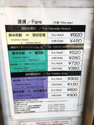 a sign for a fare for haruka airport at \u30ea\u30d6\u30b7\u30c6\u30a3\u9326\u7cf8\u753a\u53c2\u756a\u9928\u4e0a\u5c64\u968e\u773a\u671b\u826f\u597d\u5317\u6b27\u30eb\u30fc\u30e0, Akihabara 6mins, Tokyo 8 mins, Direct to Narita Airport \u6210\u7530\u7a7a\u6e2f\u76f4\u9054 in Tokyo