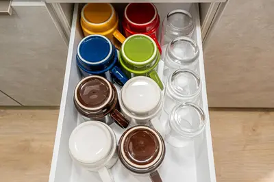 a white drawer filled with jars and utensils at \u30db\u30c6\u30eb\u9759\u862d\u6cca\u9326\u7cf8\u753a in Tokyo