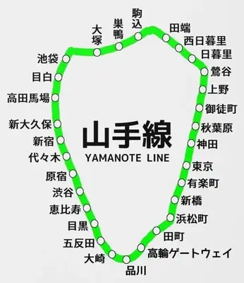 a map of the yamazaki line with chinese characters at 9th floor Elevator Yamanote Line Komagome Station 3 mins walk 3 rooms 1 room 1 room Direct access to Shinjuku Ueno Akihabara Ginza Tokyo Ikebukuro Shinjuku Shibu in Tokyo