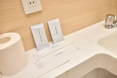 a bathroom with two white boxes on a counter at Kyo-wa Hotel in Tokyo