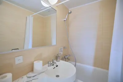 a bathroom with a sink and a mirror at Kyo-wa Hotel in Tokyo