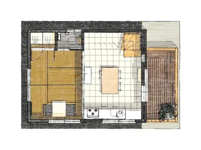 a floor plan of a building with a gate at Tokyo Villa Kameido in Tokyo