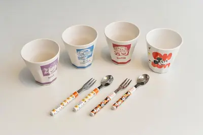 four forks and spoons and three cups of coffee at Paradiso\u9752\u6238 in Tokyo