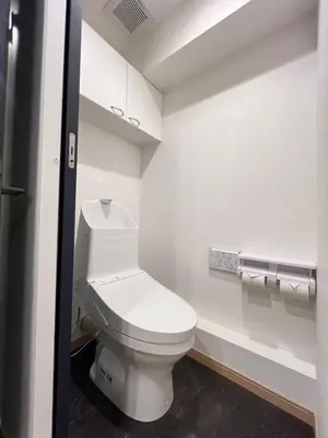 a bathroom with a white toilet in a room at World House Kameido -Direct to Akihabara&Shinjuku, near Asakusa &Skytree, 30 mins to Disney by train in Tokyo