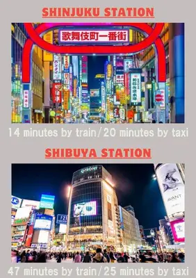 two photographs of a city at night at LoveAsakusaBigSpaceModernHome 浅草寺6分 浅草寺駅10分 2-8人 成田&羽田空港直通 in Tokyo
