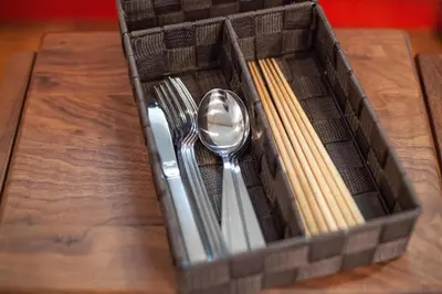 a tray with a spoon and a fork and knife at 25Yamanote JR line Takadanobaba sat 5mit Netflix watch!Up to 3 people! in Tokyo