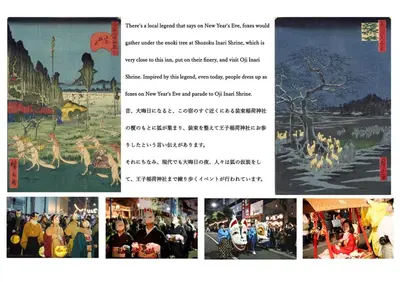 a collage of pictures of people and a painting at Fox & Fortune 4B -New Near station Luggage storage Netflix- in Tokyo
