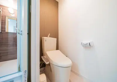 a bathroom with a toilet and a bath tub at Kasai Light Luxury Hotel 201 in Tokyo