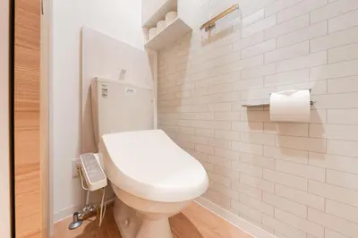 a bathroom with a white toilet in a room at Urban Villa Sumida in Tokyo
