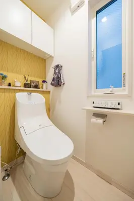 a bathroom with a white toilet and a window at QiQi House Elegance in Sumida Yahiro Skytree Views & High-End Comfort for 6 people in Tokyo
