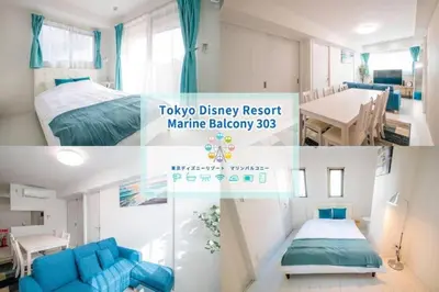 a collage of photos of a bedroom and a room at Oceans Residence Urayasu - Vacation STAY 18420 in Tokyo