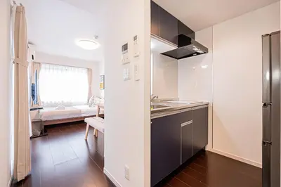 a kitchen with a sink and a counter top at Wasabi Sky Oshiage \u62bc\u4e0a\u99c5\u5f92\u6b69\u30a2\u30d1\u30fc\u30c8 in Tokyo
