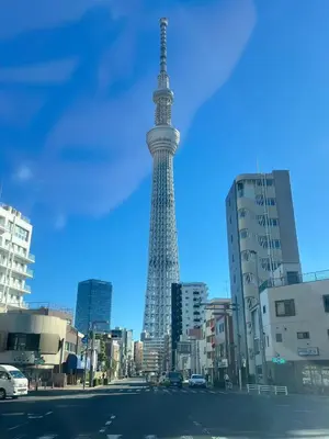 a view of the eiffel tower in a city at Kameido Wisteria Retreat 2 Floor in Tokyo