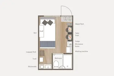 a floor plan of a small apartment at Cozy Vintage Studio Asakusa Skytree Ueno Akihabara in Tokyo