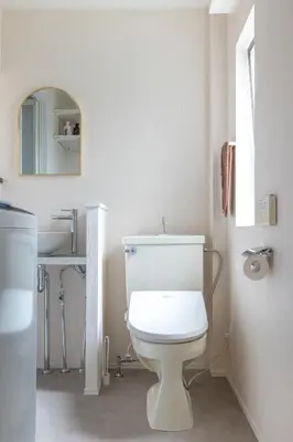 a bathroom with a white toilet and a sink at Close to SHIBUYA! 6beds New & Comfortable Stay! in Tokyo