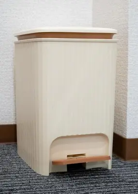 a white container sitting on top of a floor at OHAYO AN asakusa in Tokyo