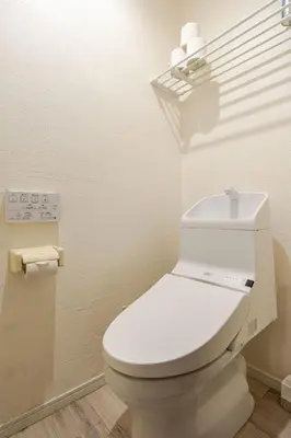 a bathroom with a white toilet in a room at Pro Kitchen and Karaoke 100sqm amusement hotel in Tokyo