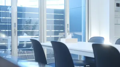 a conference room with a table and chairs and a window at \u30d7\u30e9\u30a4\u30e0\u30c6\u30e9\u30b9\u4e0a\u6c60\u53f05\u4e01\u76ee in Tokyo
