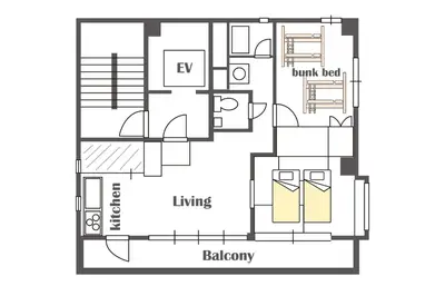 a floor plan of a house at \u6771\u4eac\u306e\u4e2d\u5fc3\u5730 Okachimachi Staypia in Tokyo