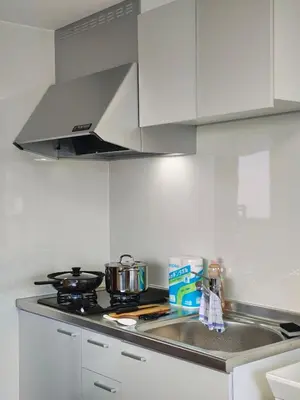 a kitchen with a sink and a stove top oven at YKO Guest house in Akihabara 60 square meters, 3 bedrooms, 1 living rooms elevator, sky tree view in Tokyo
