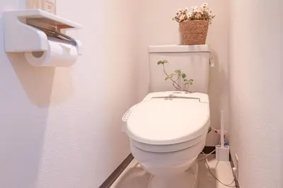 a bathroom with a toilet with a plant on top of it at 3-person mansion in Shinjuku Kabukicho train 8 mins in Tokyo