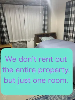 a bedroom with a bed and a sign that says we dont rent out at Homestay at M's House Not entire property just one room in Tokyo