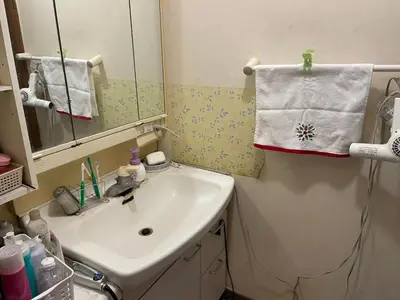 a bathroom with a sink and a mirror at Homestay at M's House Not entire property just one room in Tokyo