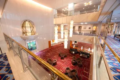 an overhead view of the lobby of a building at Hotel Mariners Court Tokyo in Tokyo