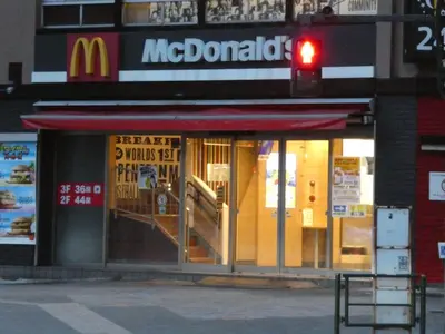 a mcdonalds restaurant with a red traffic light at Best location Private Kabukicho 2chome HigashiShinjuku Station 2min 58 m2 Super Convenient Shopping Gourmet Play in Tokyo