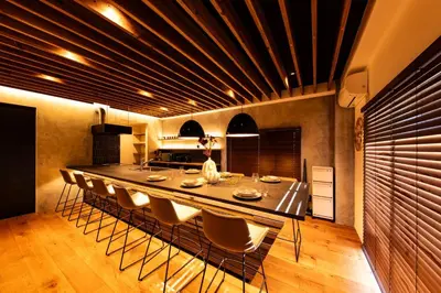 a dining room with a long table and chairs at ONLY YOU HOTEL - Vacation STAY 02976v in Tokyo