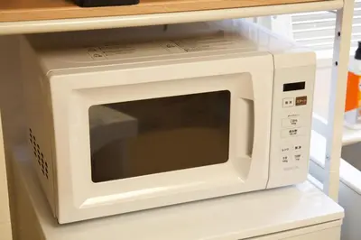 a microwave oven sitting on top of a refrigerator at Emilio301 in Tokyo