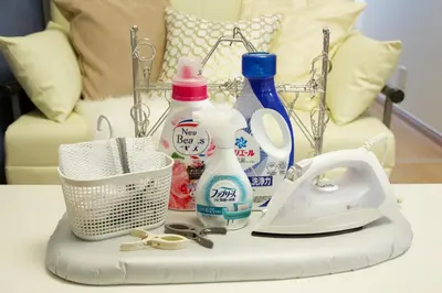 a table with a tray with hygiene products on it at Emilio301 in Tokyo