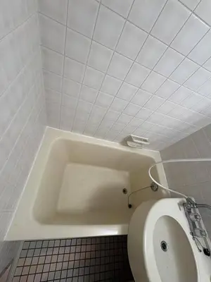 a bathroom with a toilet and a bath tub at \u65e5\u97d3\u30de\u30f3\u30b7\u30e7\u30f3 in Tokyo