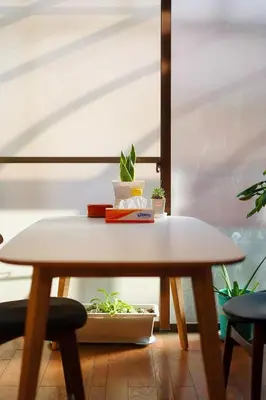 a table with plants sitting on top of it at \u70df\u96e8\u8f69201 in Tokyo