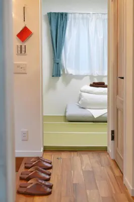 a room with a window and shoes in the doorway at XQC2253 Sensoji Temple, newly built building with complete facilities in Tokyo