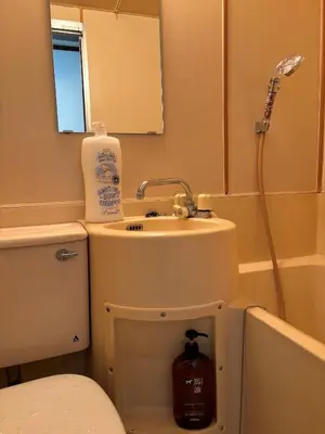 a bathroom with a sink and a toilet at Miaoyi Okubo in Tokyo