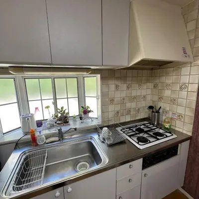 a kitchen with a sink and a stove at Yuri\u30d1\u30ec\u30b9\u65b0\u5bbf\u65b0\u5927\u4e45\u4fdd\u99c53\u5206 in Tokyo