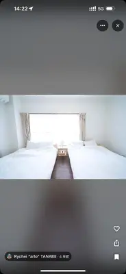two twin beds in a room with a tv at househotel\u4e0a\u91ce \u5165\u8c37 in Tokyo