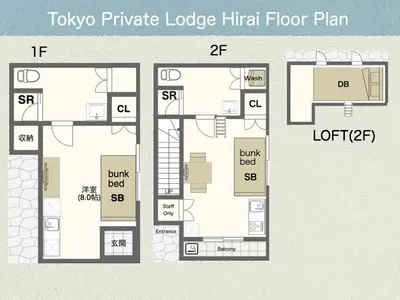 a plan of a floor plan of a house at Skytree 13 minute drive Exclusive whole home stay in Tokyo